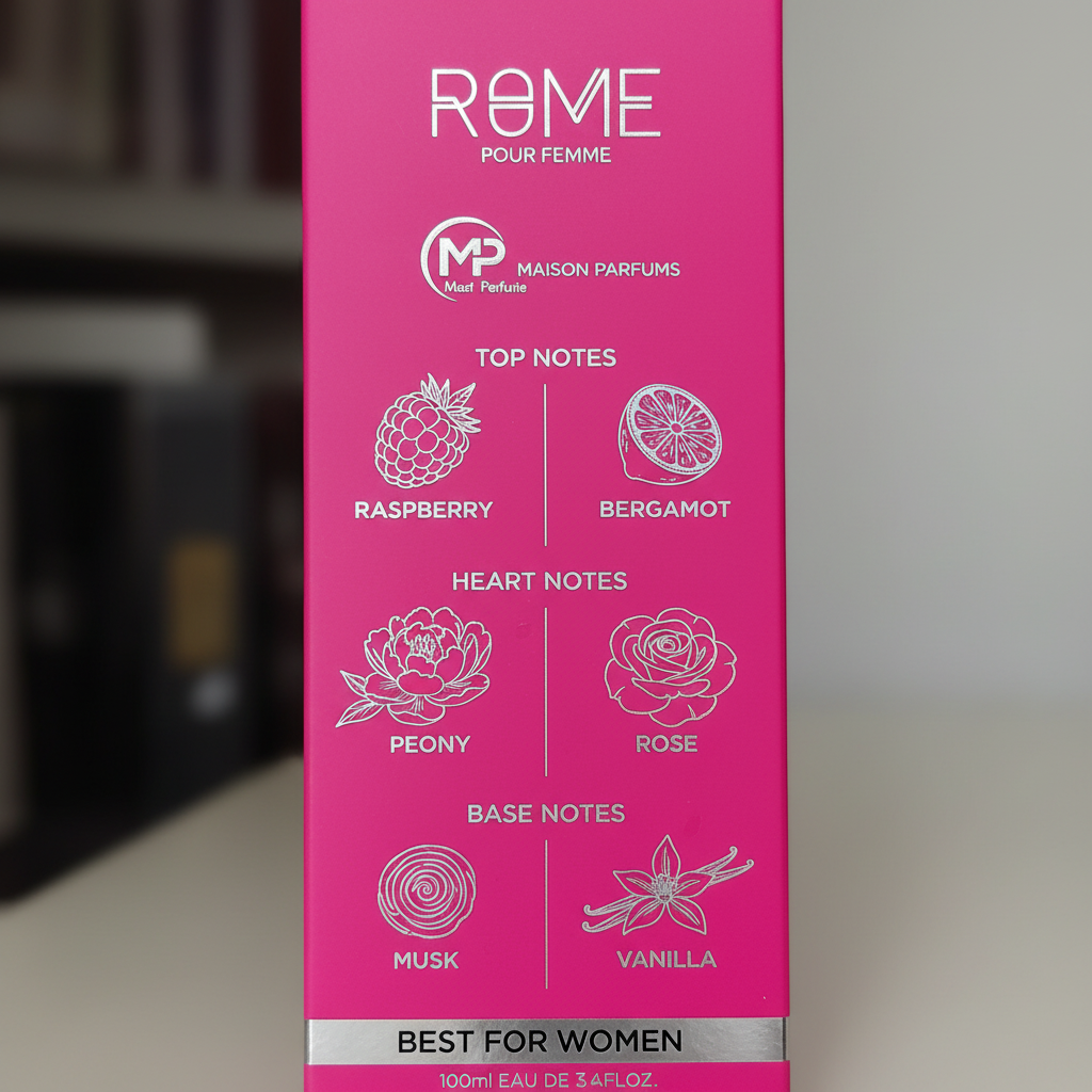 Rome Pour Femme fragrance notes infographic