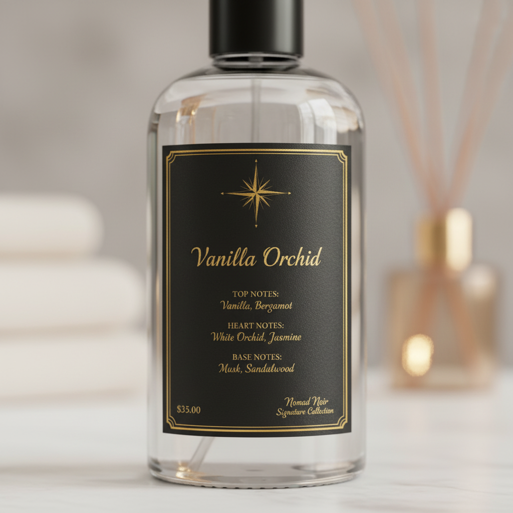 Vanilla Orchid Room Spray – Label Close-Up