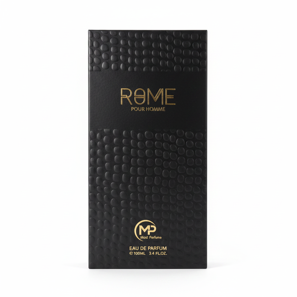 Rome Pour Homme packaging studio shot