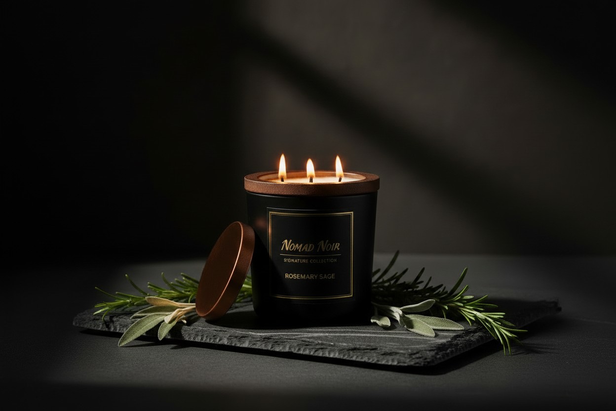 Rosemary Sage – Nomad Noir Black Jar Candle Lifestyle