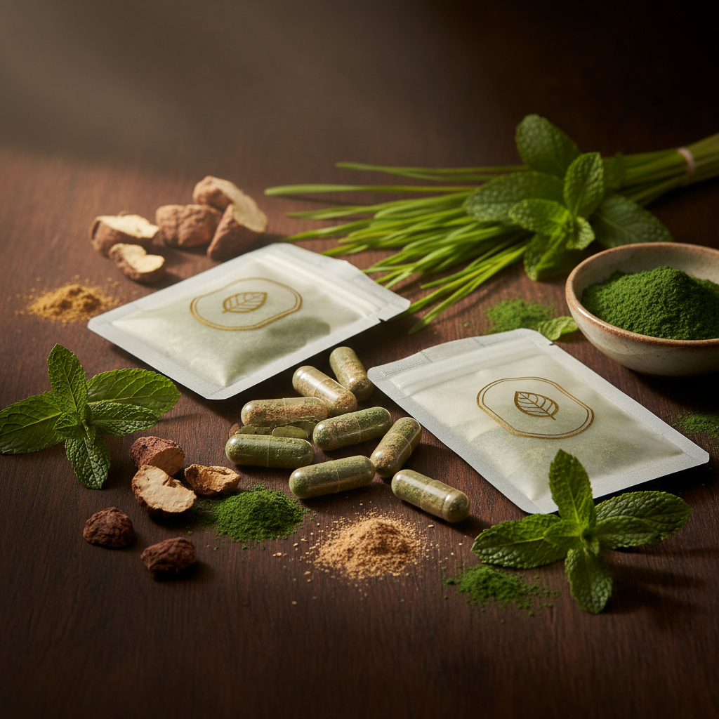 Premium herbal detox supplement close-up with botanicals