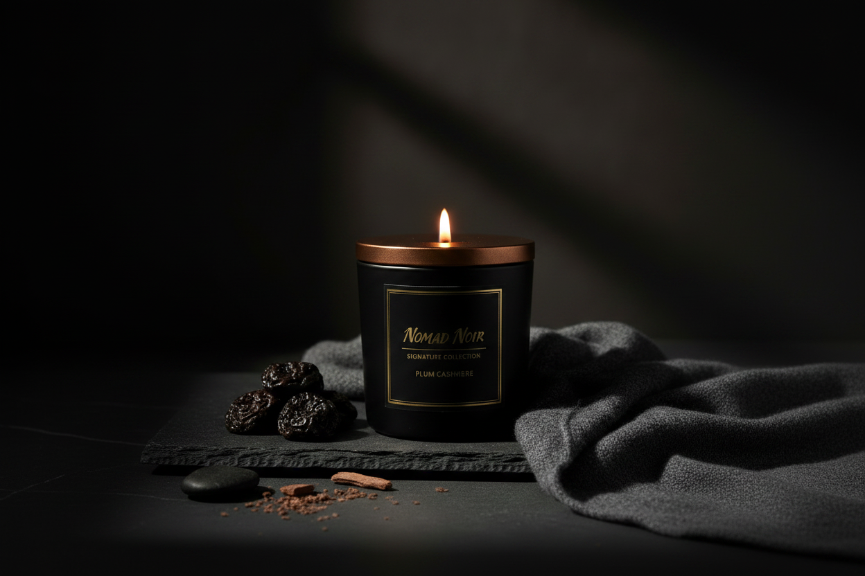 Plum Cashmere – Nomad Noir Black Jar Candle Lifestyle