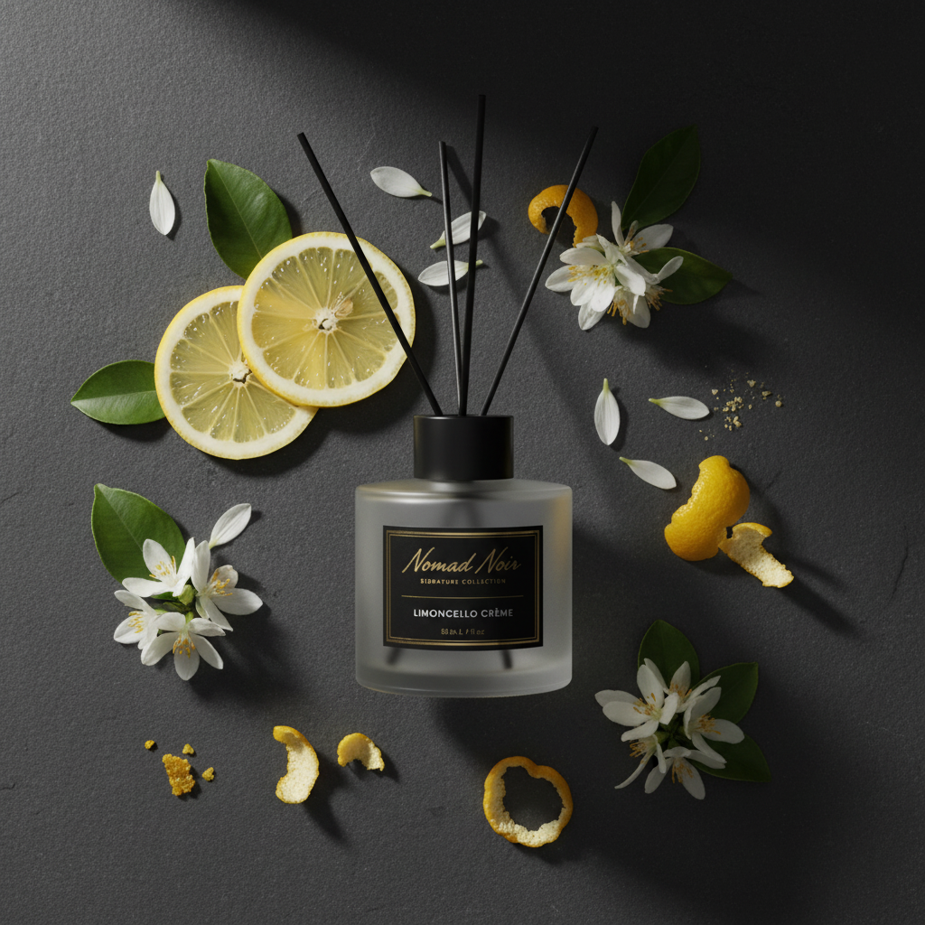 Limoncello Crème – Nomad Noir Reed Diffuser Flatlay