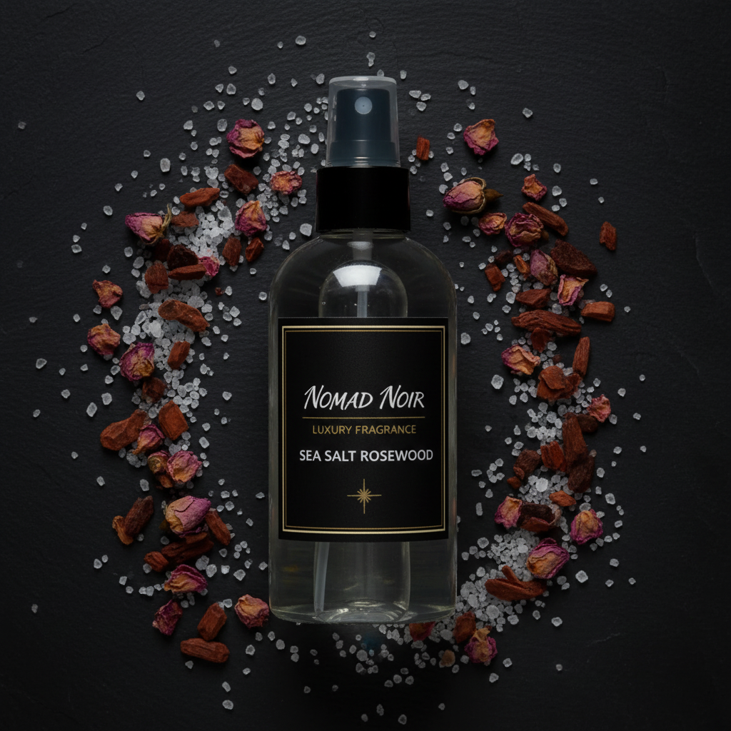 Sea Salt Rosewood – Nomad Noir Room Spray Flatlay