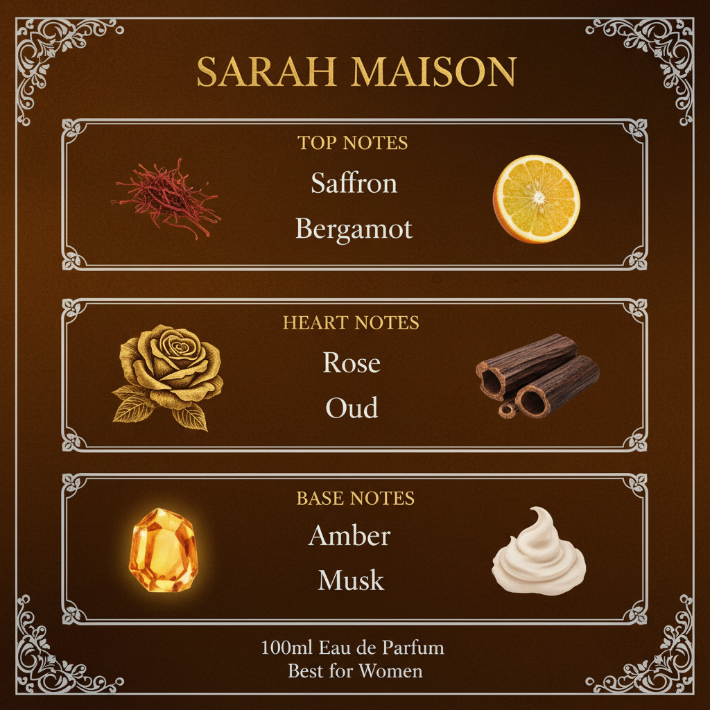 Sarah Maison fragrance notes infographic