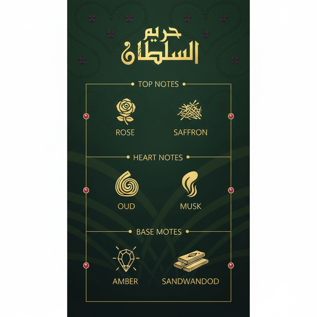 Hareem Al Sultan fragrance notes infographic