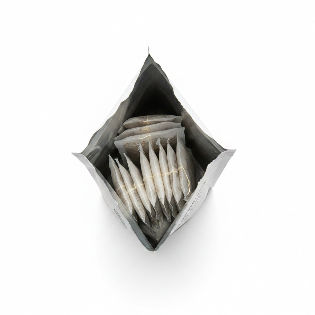 Gout tea pouch open showing individual tea bags