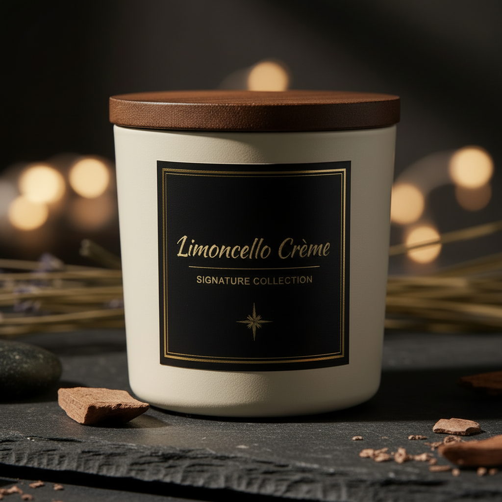 Limoncello Crème Candle – Label Close-Up
