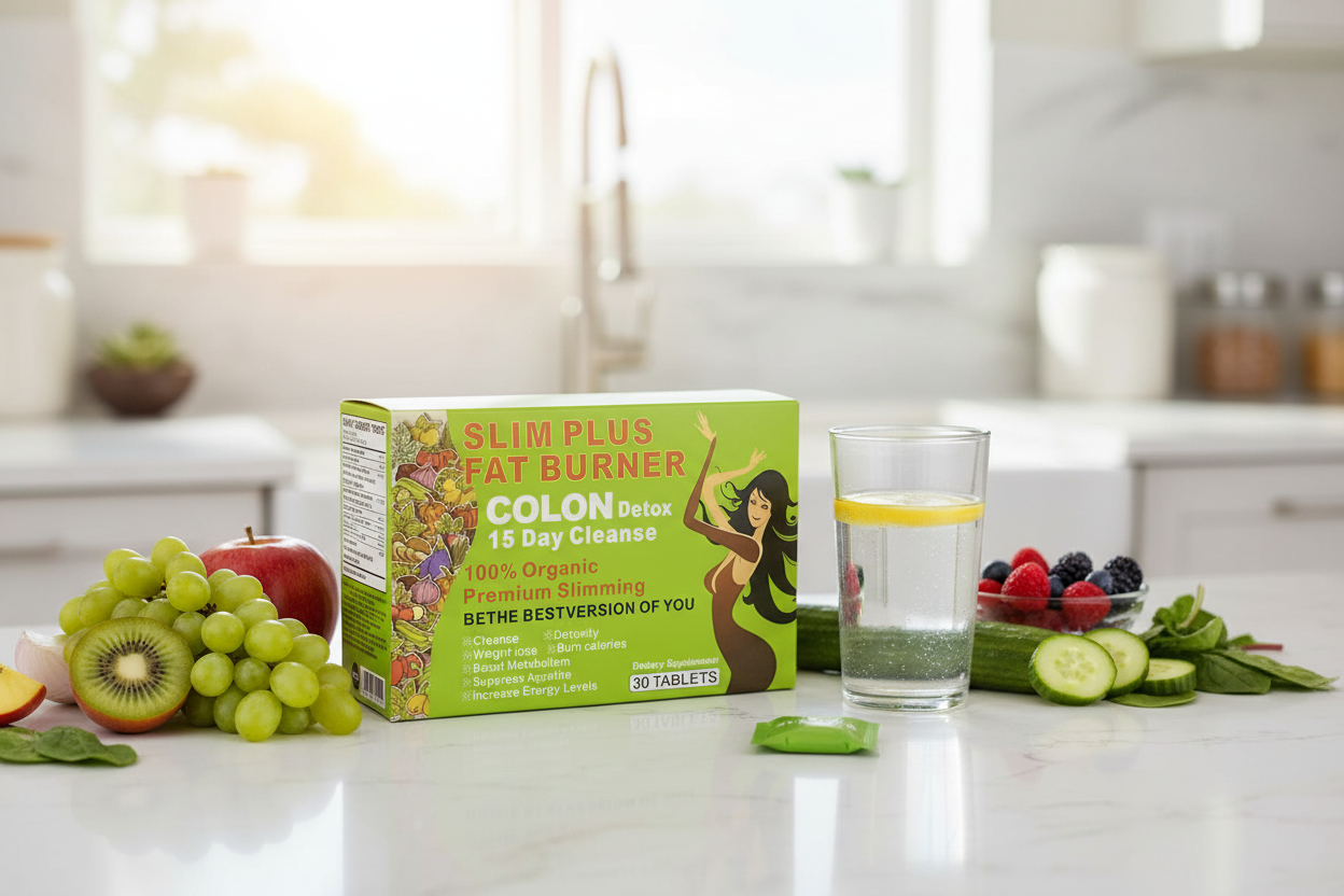 Slim Plus Fat Burner morning wellness kitchen lifestyle shot