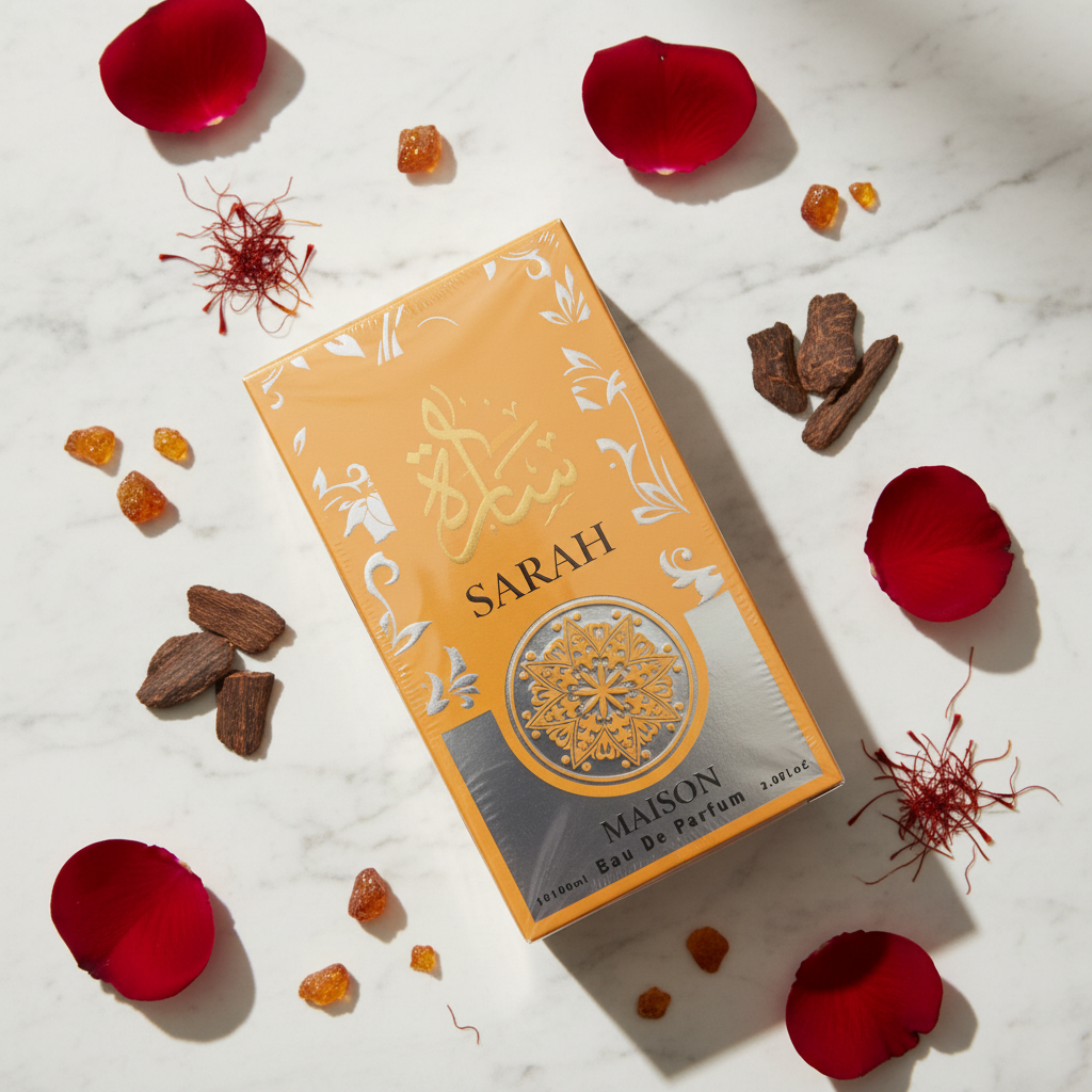 Sarah lifestyle flat lay with rose petals and saffron