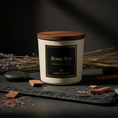 Amber Vetiver Candle – Label Close-Up