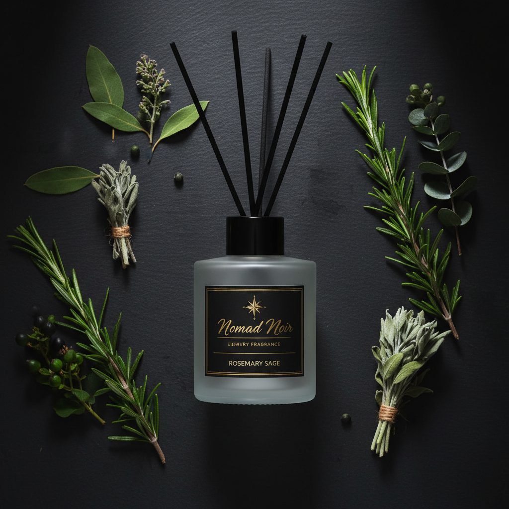 Rosemary Sage – Nomad Noir Reed Diffuser Flatlay