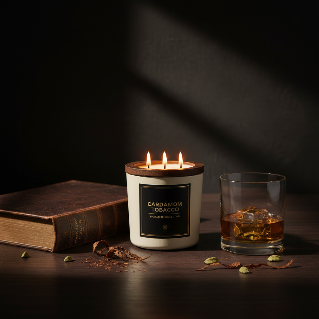 Cardamom Tobacco Candle – Ambient Mood Scene