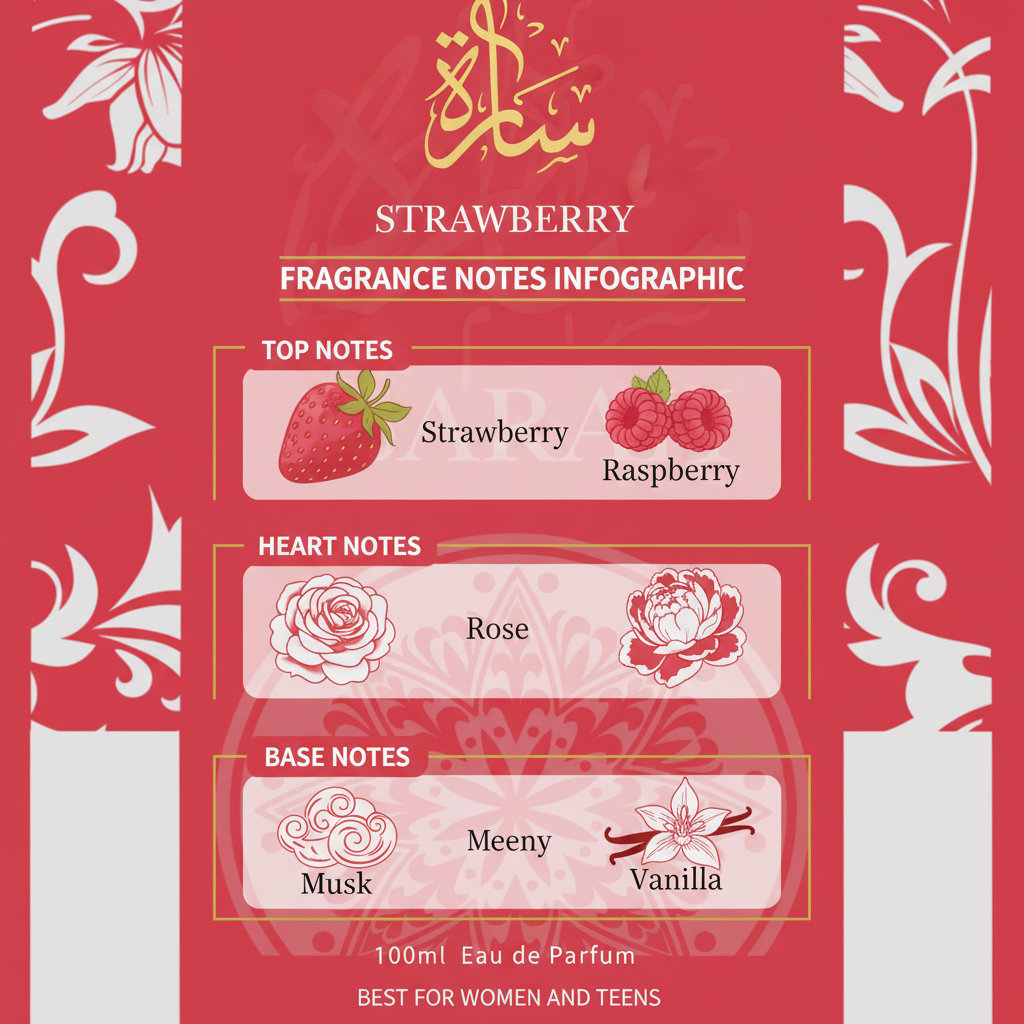 Sarah Strawberry fragrance notes infographic