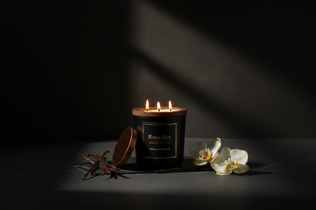 Vanilla Orchid – Nomad Noir Black Jar Candle Lifestyle