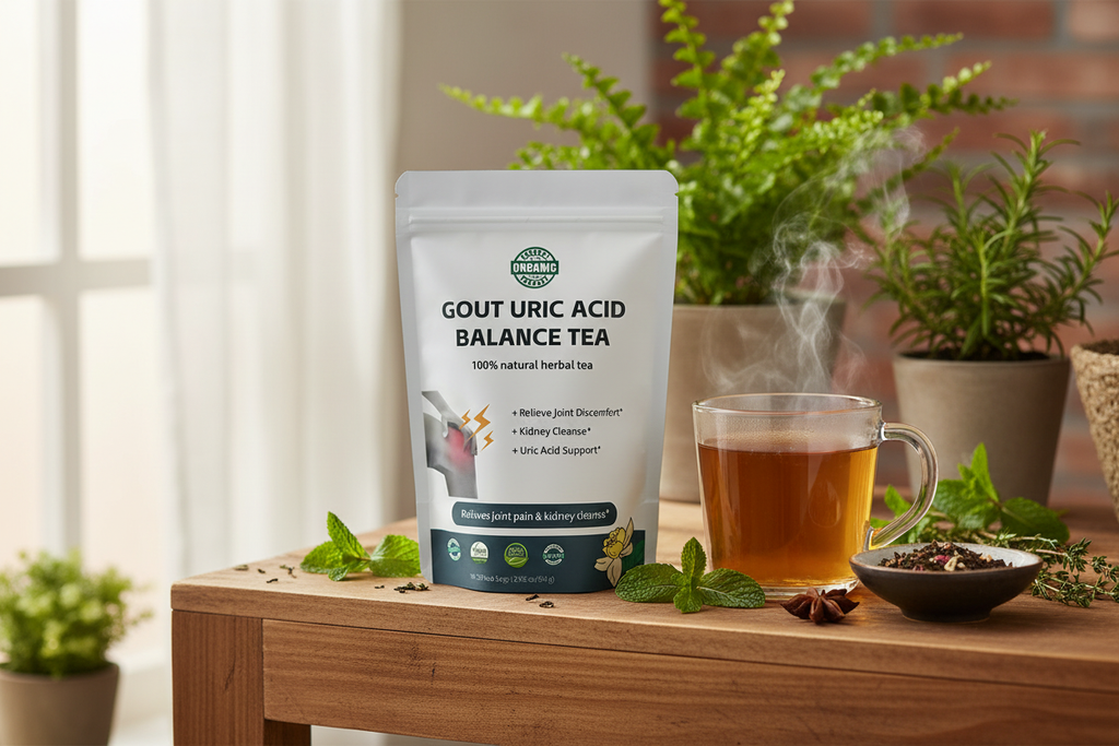 Gout Uric Acid Balance Tea morning wellness lifestyle shot