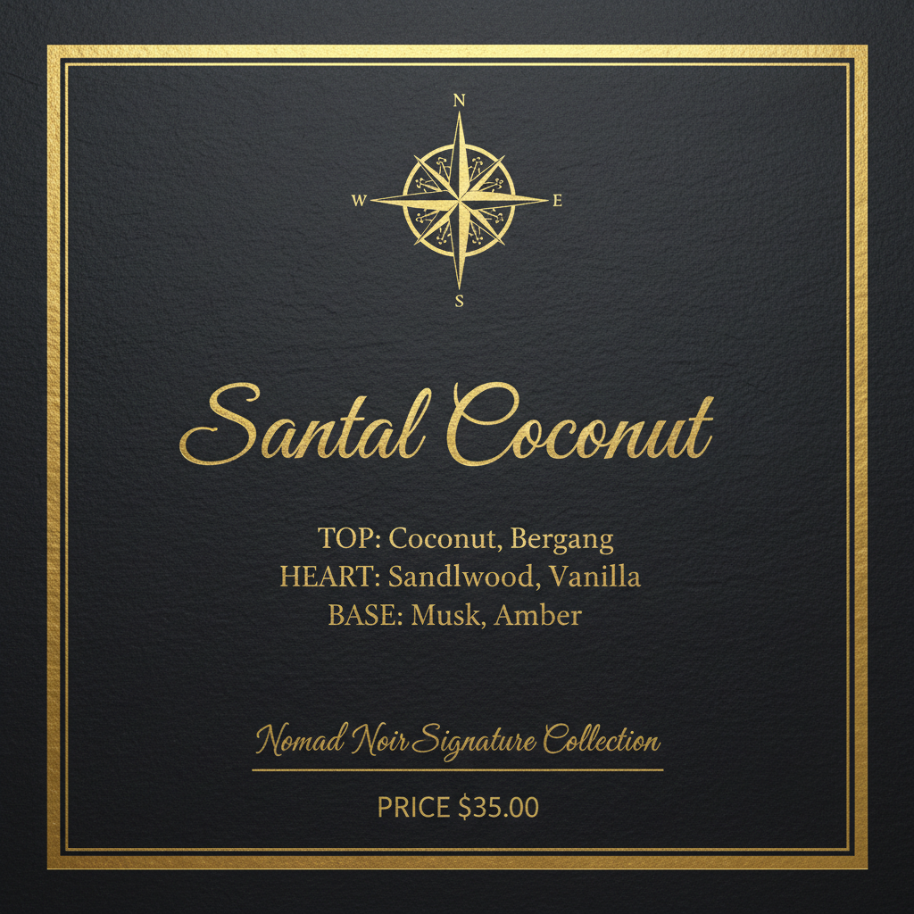 Santal Coconut scent profile card – Nomad Noir