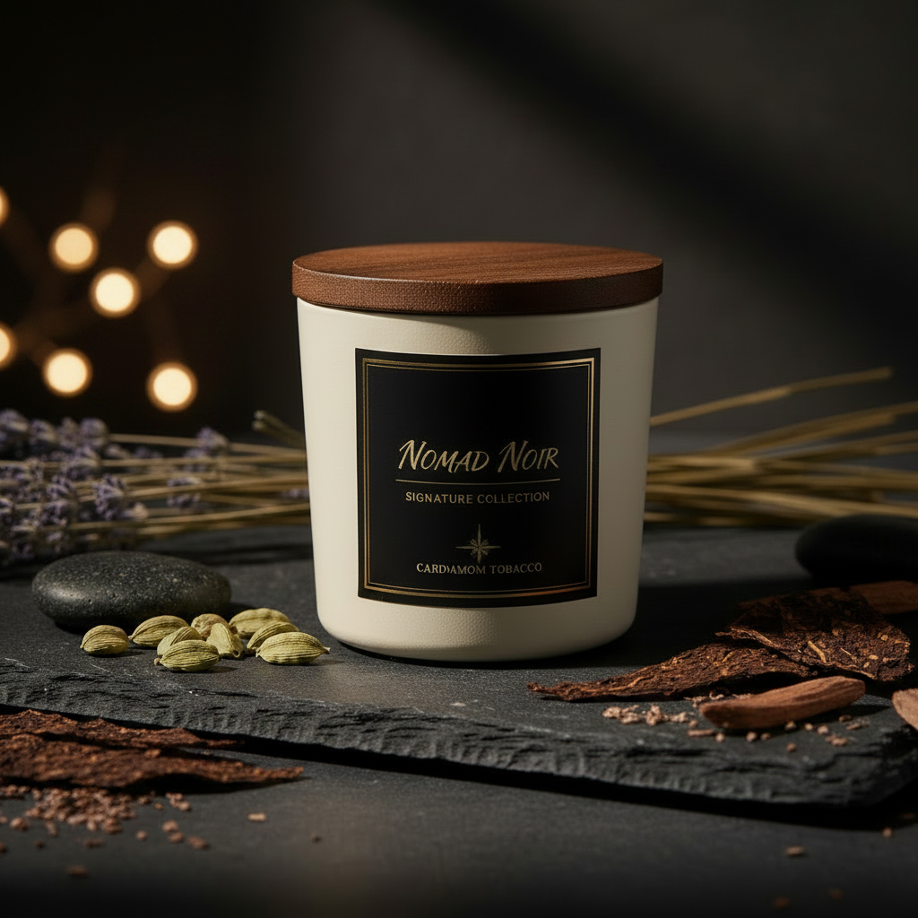 Cardamom Tobacco Candle – Label Close-Up