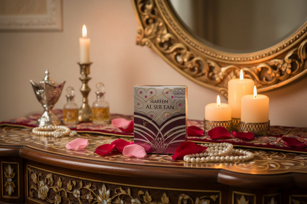 Hareem Al Sultan Silver romantic vanity lifestyle shot