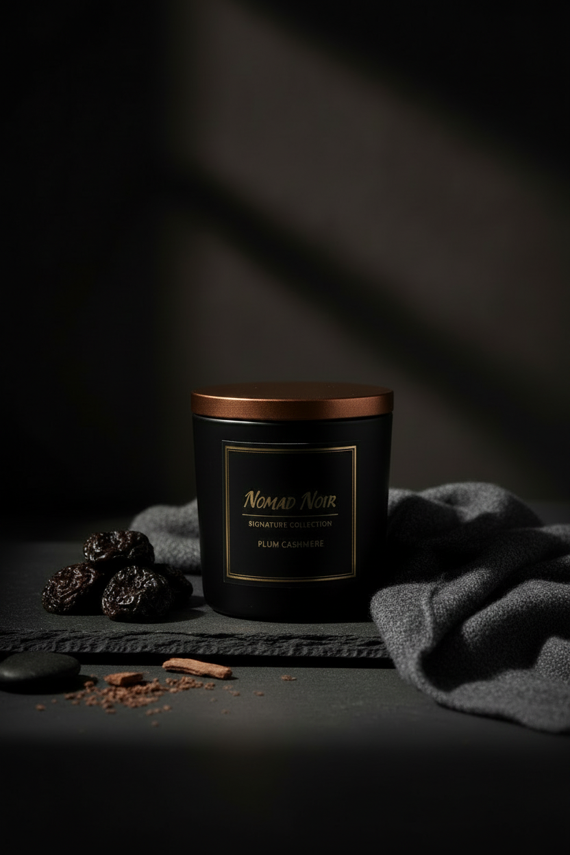 Plum Cashmere – Nomad Noir Black Jar Candle Angle