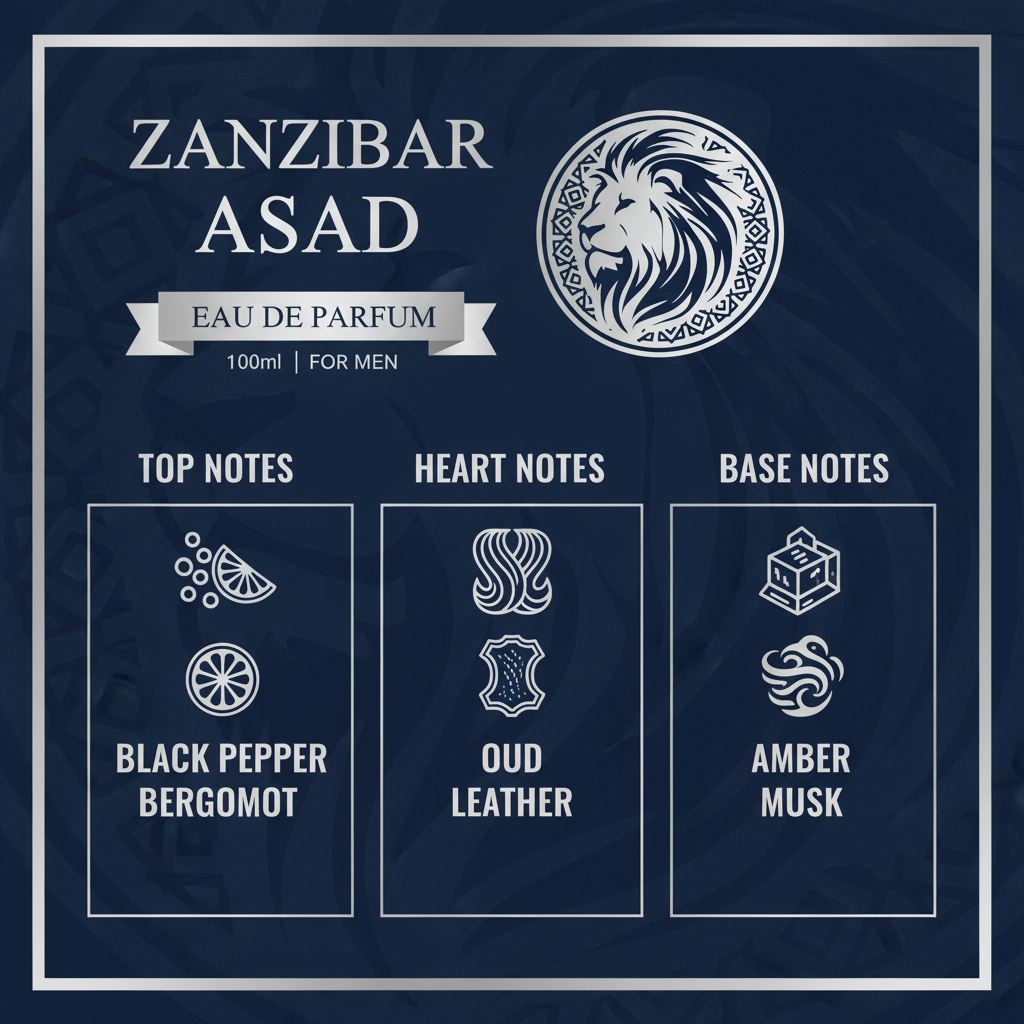 Asad Zanzibar fragrance notes infographic