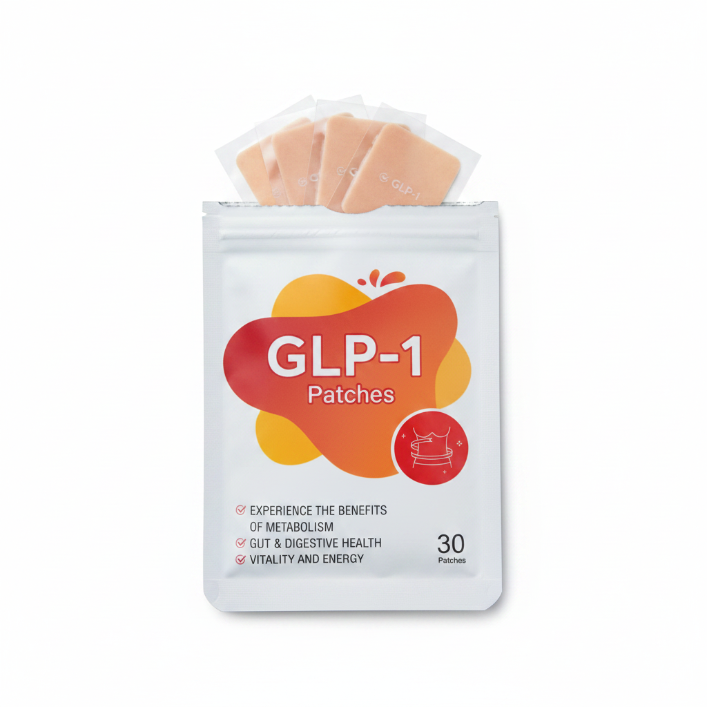 GLP-1 Patches pouch open showing individual patches