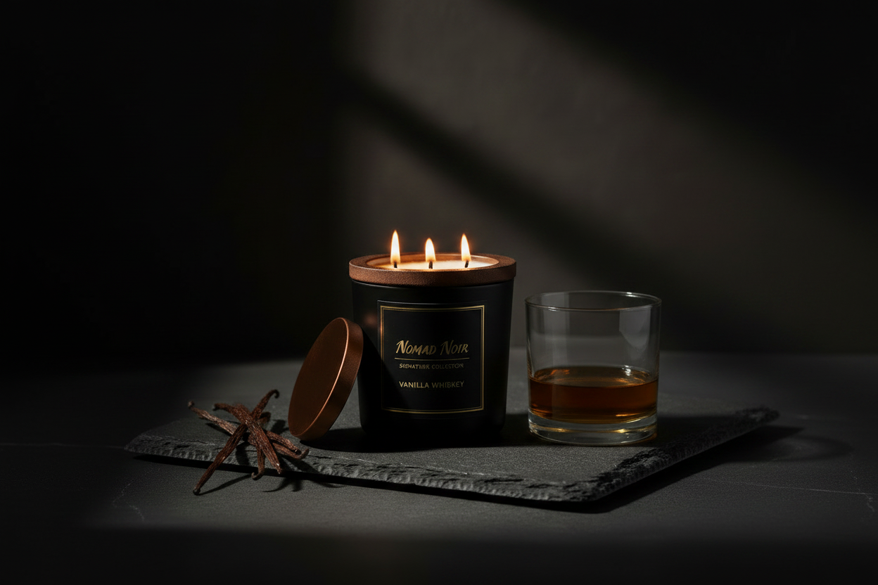 Vanilla Whiskey – Nomad Noir Black Jar Candle Lifestyle