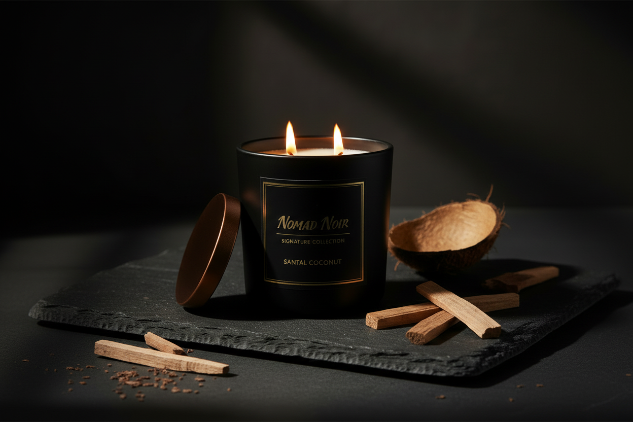Santal Coconut – Nomad Noir Black Jar Candle Lifestyle