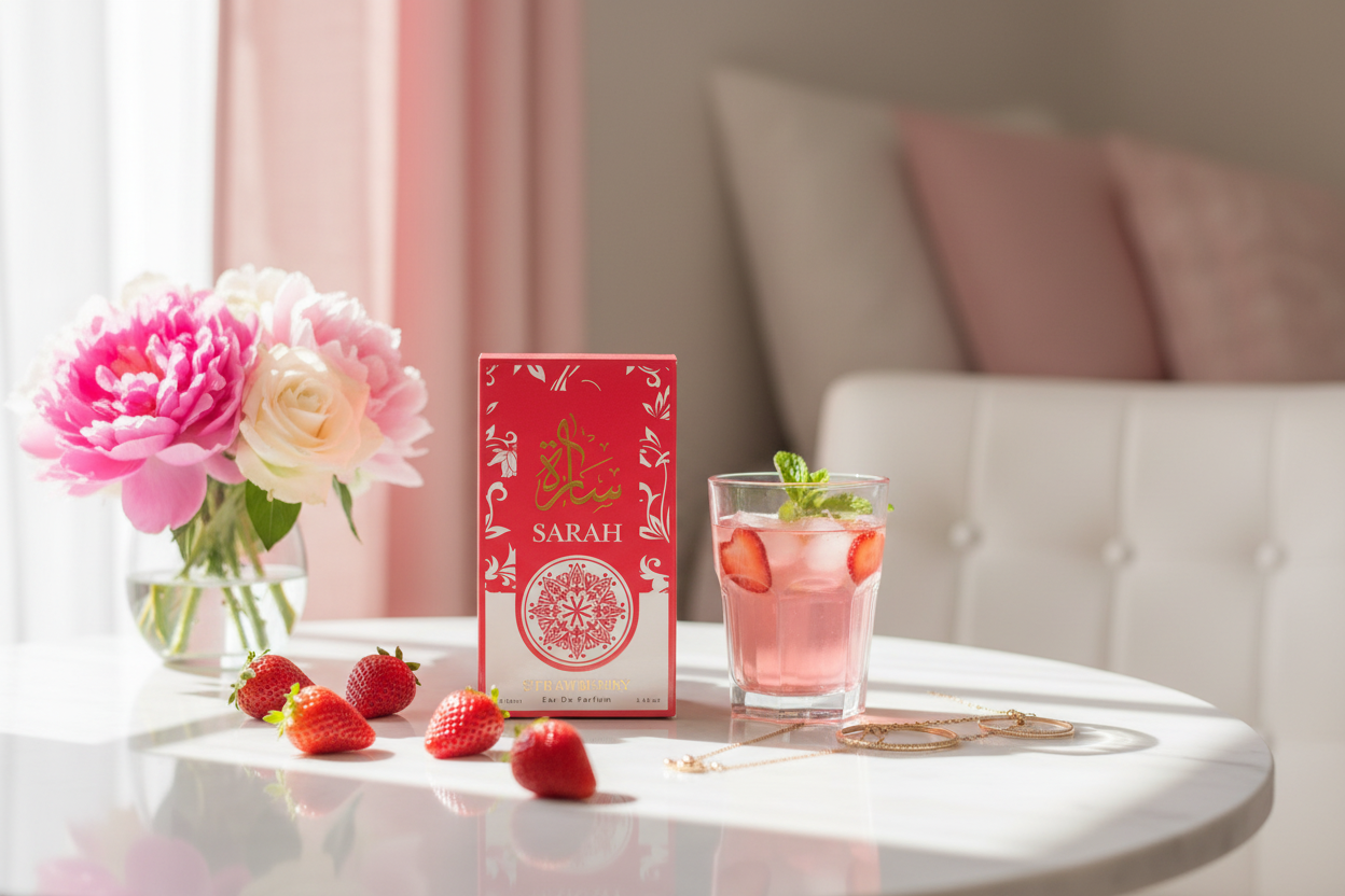 Sarah Strawberry bright summer vanity lifestyle shot