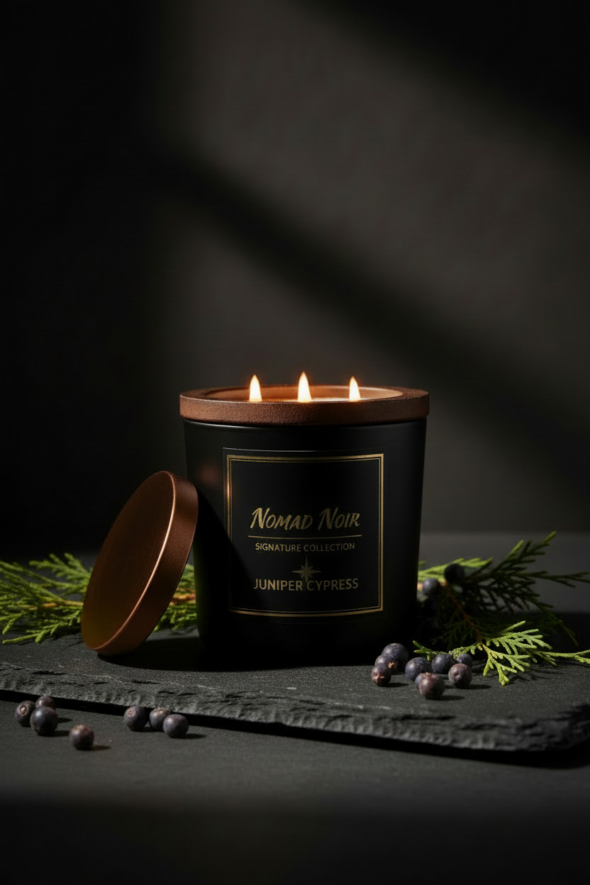 Juniper Cypress – Nomad Noir Black Jar Candle Angle