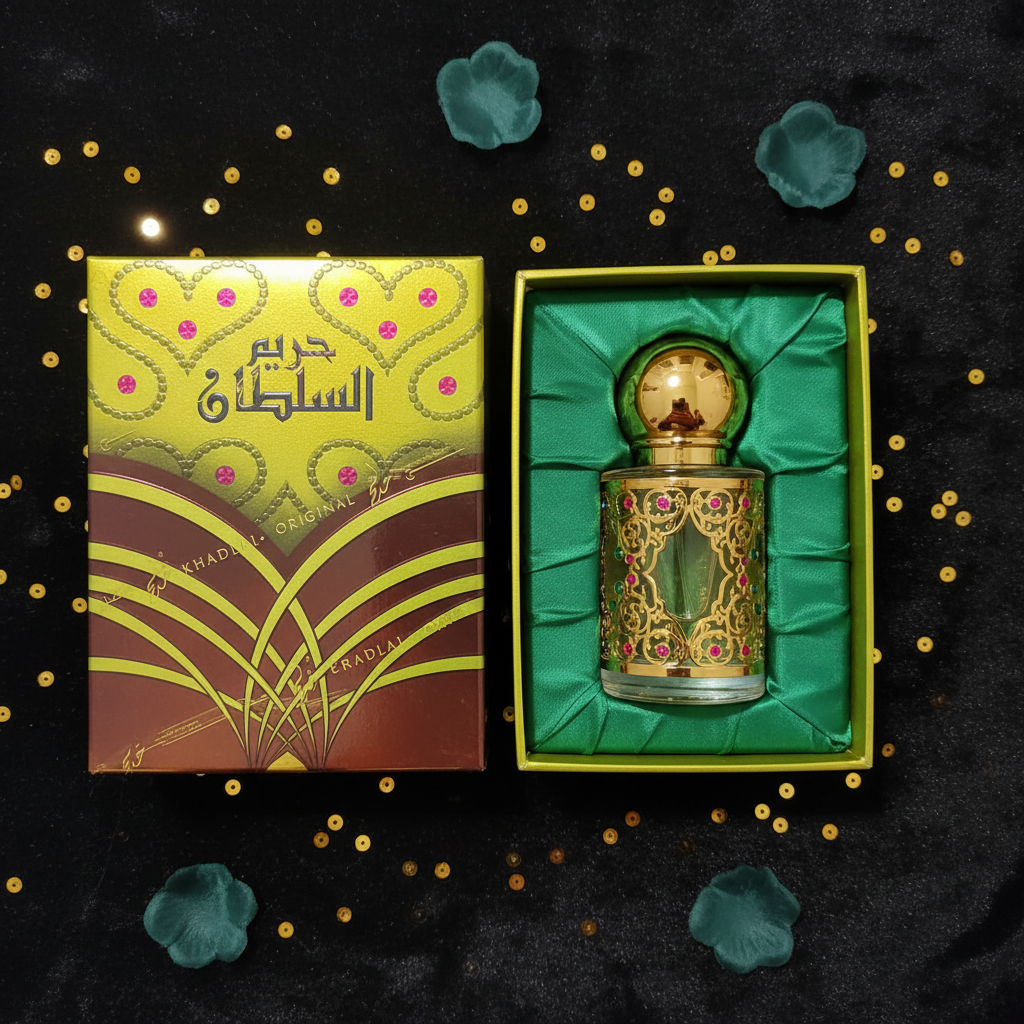Hareem Al Sultan box open showing perfume bottle