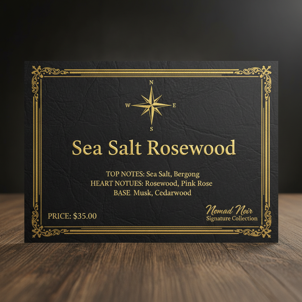 Sea Salt Rosewood scent profile card – Nomad Noir
