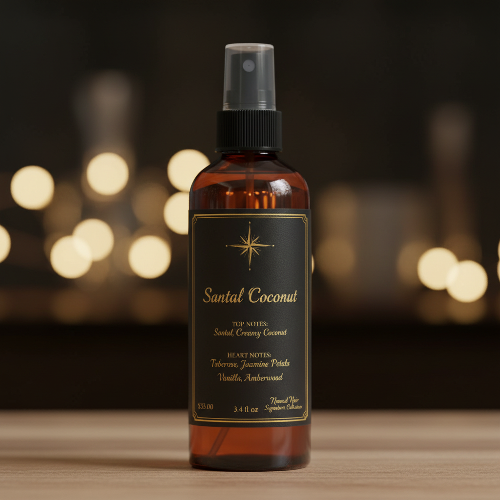 Santal Coconut Room Spray – Label Close-Up